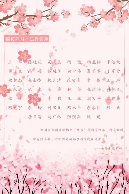 【生日祝?！抗ё?月生日的員工生日快樂！